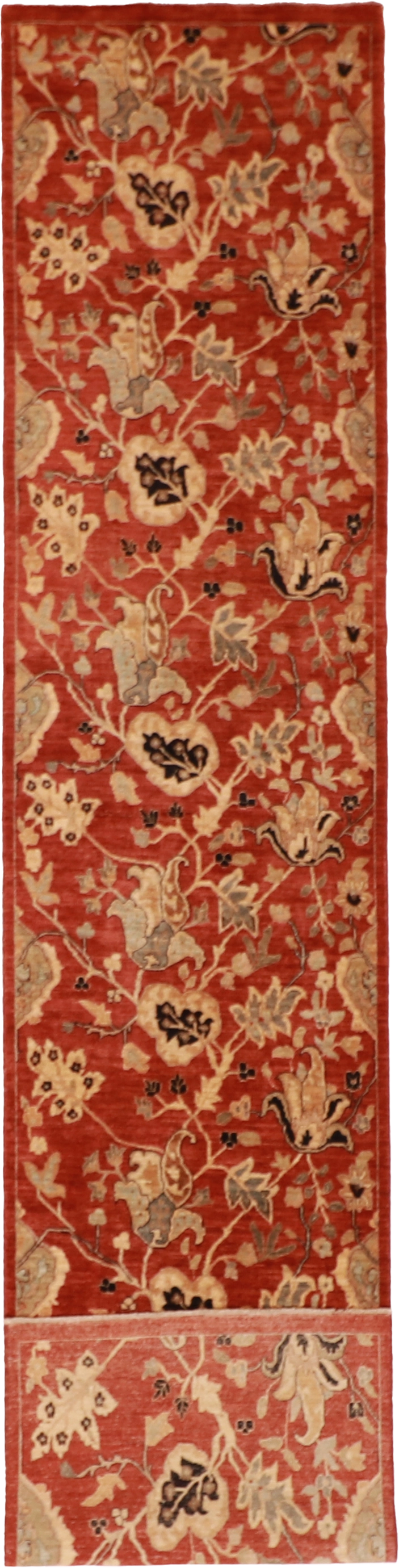 W 2.11 L 13.8 Tabriz 100% Wool Hand-Woven All-Over Design - 56213