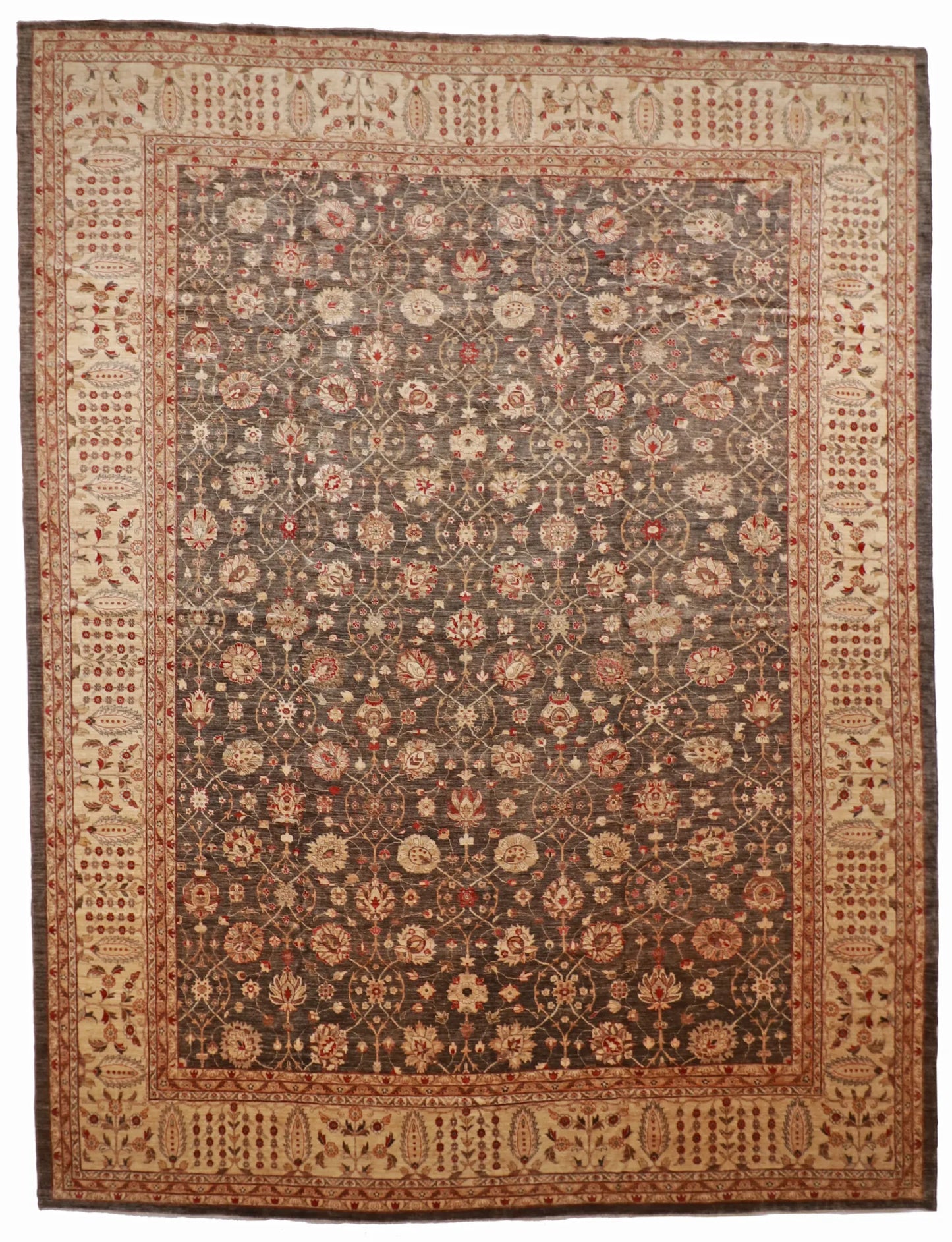 W 13.8 L 17.8 Tabriz 100% Wool Hand-Woven All-Over Design - 56225