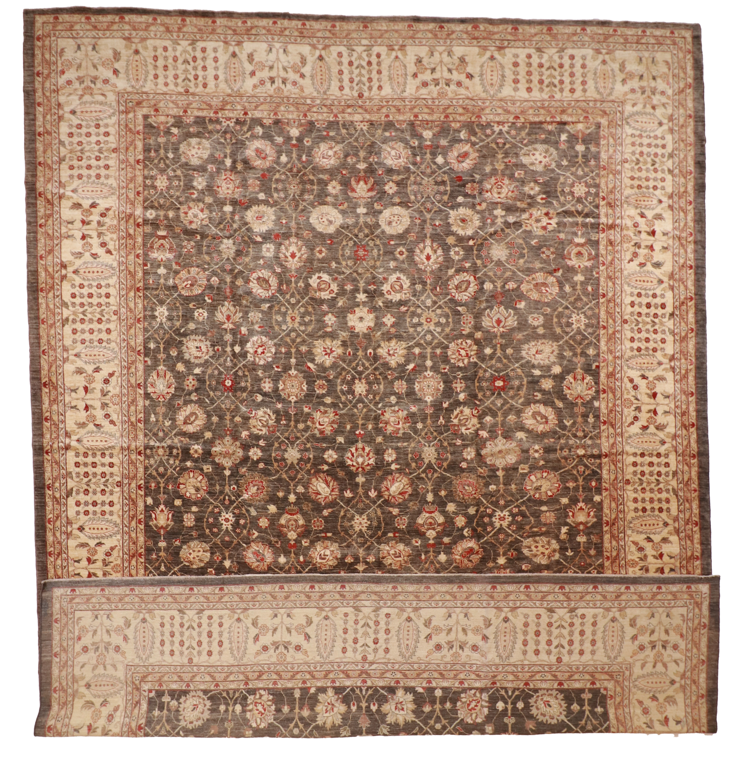 W 13.8 L 17.8 Tabriz 100% Wool Hand-Woven All-Over Design - 56225