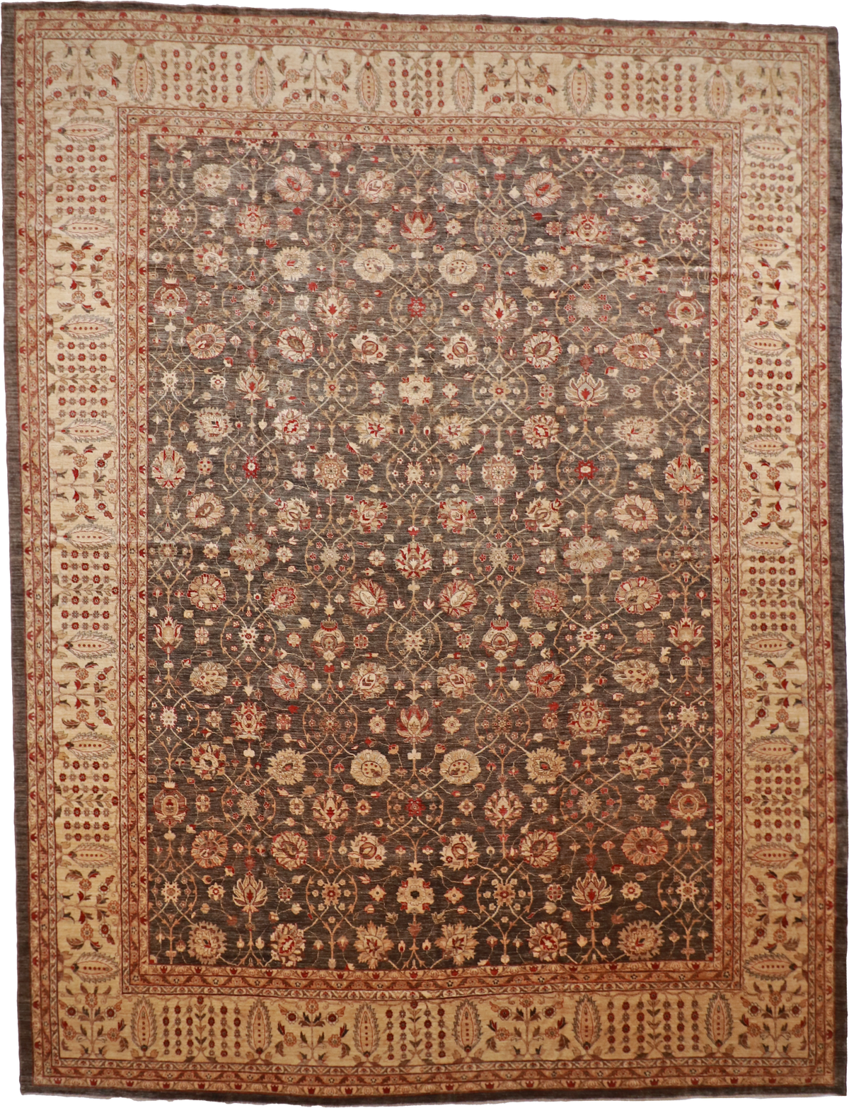 W 13.8 L 17.8 Tabriz 100% Wool Hand-Woven All-Over Design - 56225