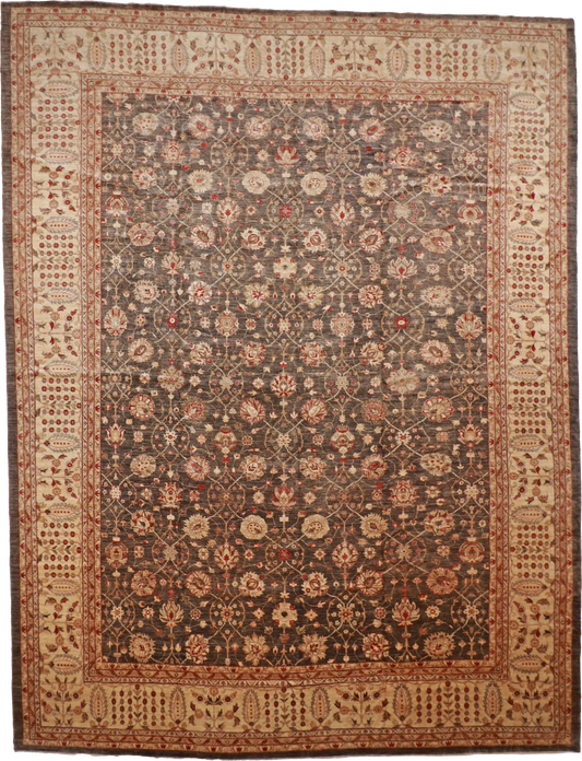 W 13.8 L 17.8 Tabriz 100% Wool Hand-Woven All-Over Design - 56225
