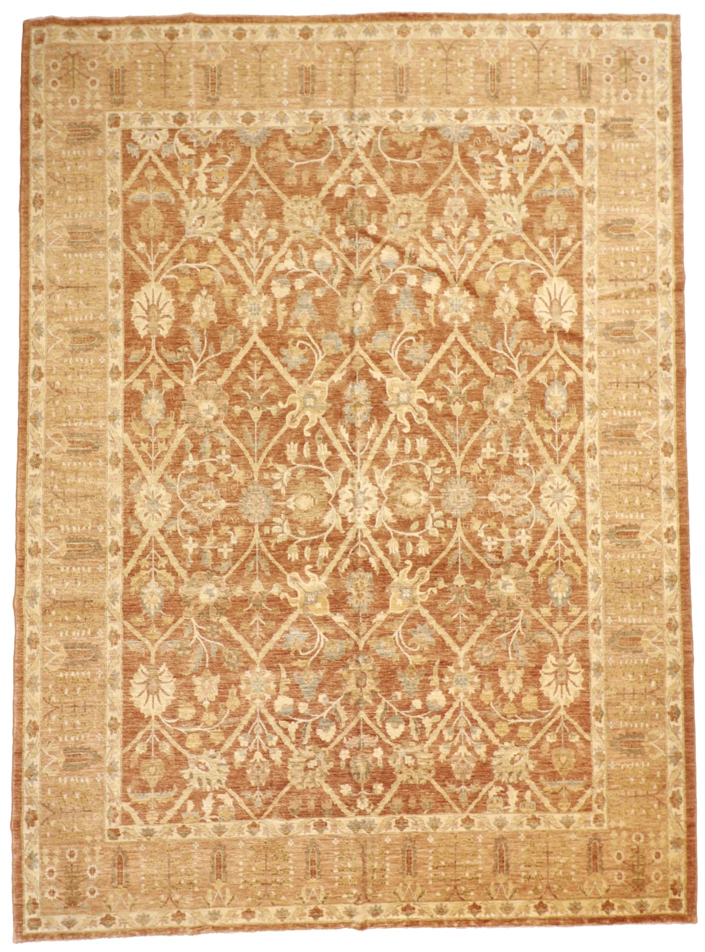 W 10 - L 13.9 - Hajjallie Fine All Over Rectangle - Finest Hand-Knotted Quality Wool - 56231