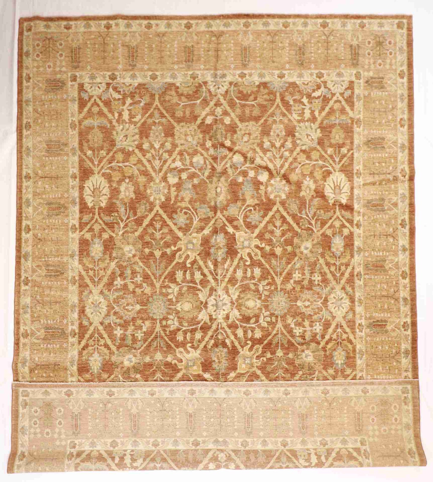 W 10 - L 13.9 - Hajjallie Fine All Over Rectangle - Finest Hand-Knotted Quality Wool - 56231