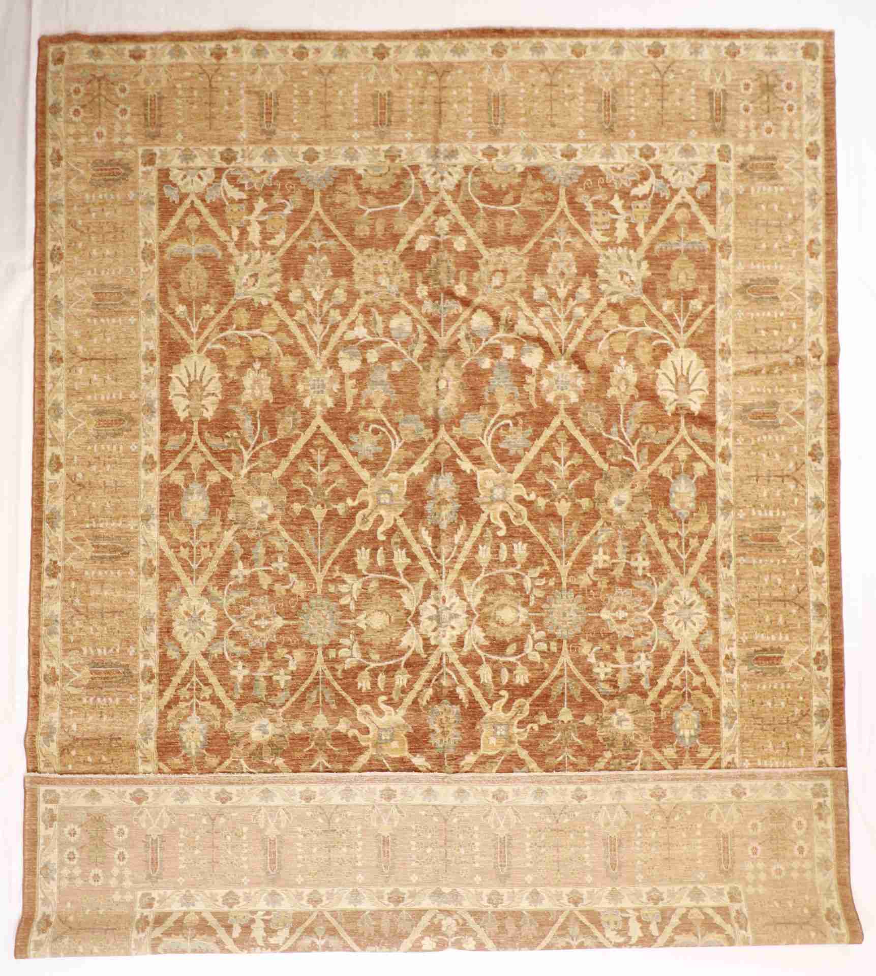 W 10 - L 13.9 - Hajjallie Fine All Over Rectangle - Finest Hand-Knotted Quality Wool - 56231