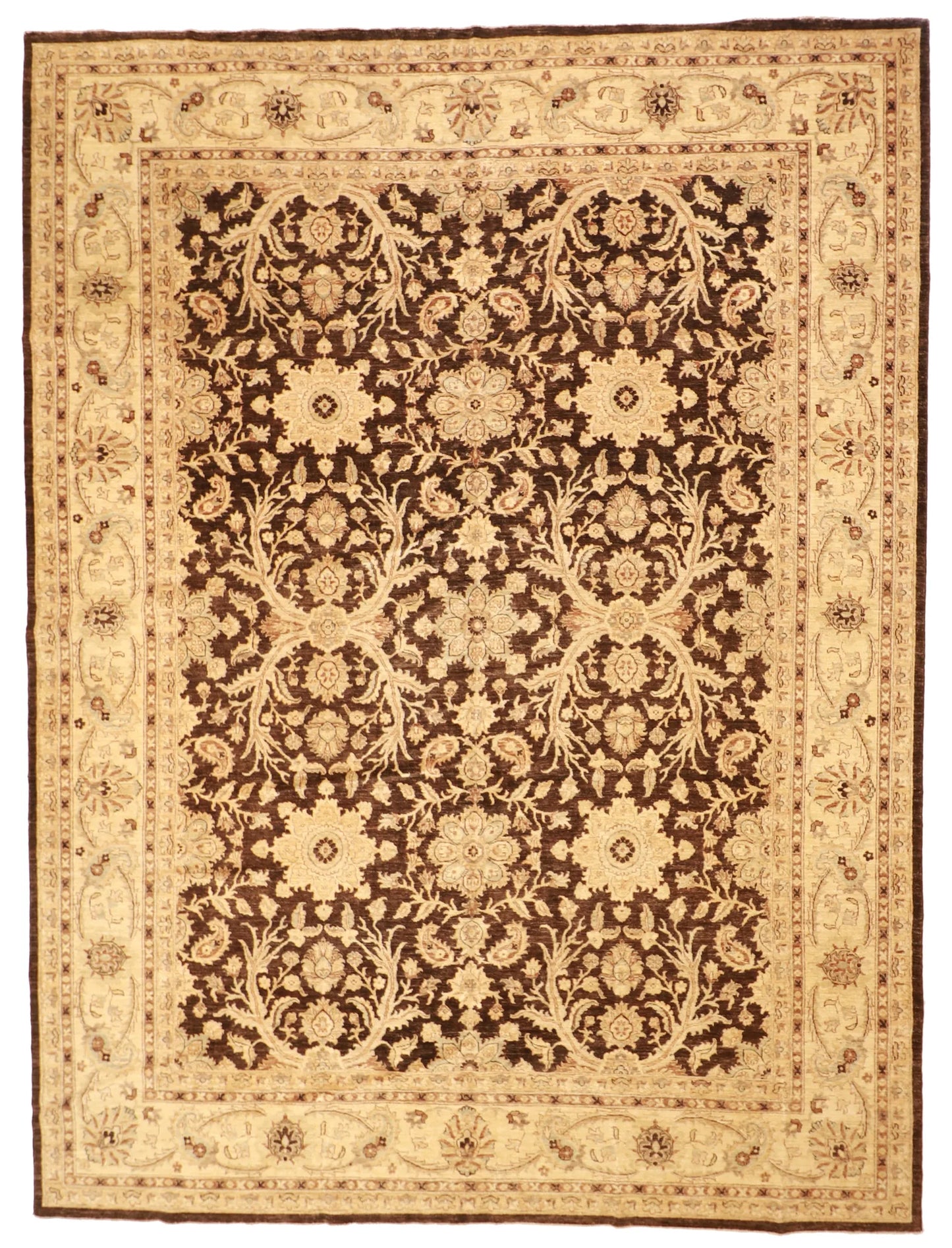 W 10.2 L 13.8 Sarouk 100% Wool Hand-Woven All-Over Design - 56236