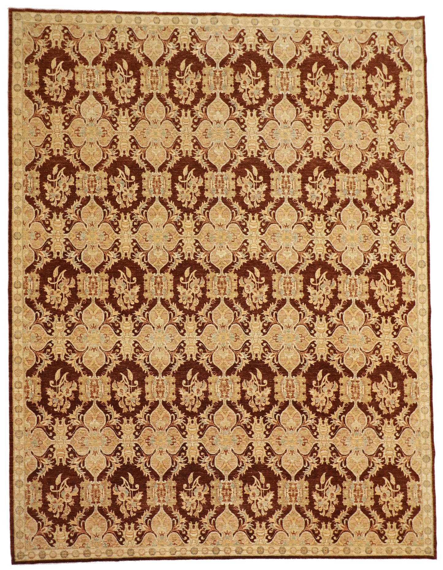 W 9.2 L 11.11 Mashad 100% Wool Handmad All Over Design - 56239