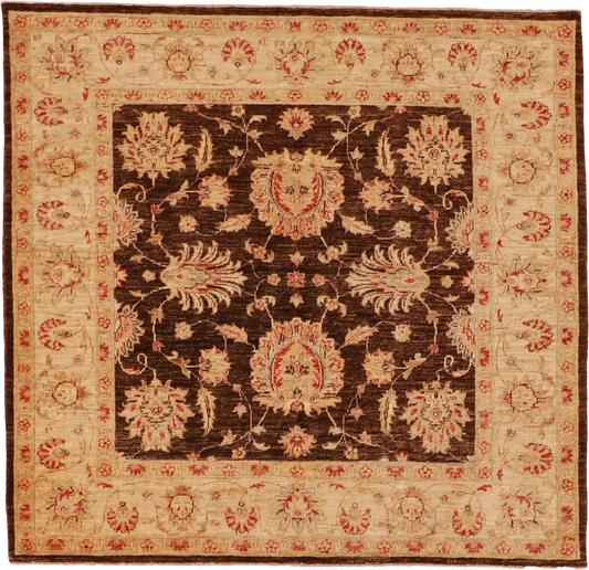 W 5 L 4.11 Mahal Square 100% Wool Hand-Woven All-Over Design - 56258