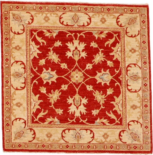 W 3.3 L 3.3 Tehran Square 100% Wool Hand-Woven All-Over Design - 56296