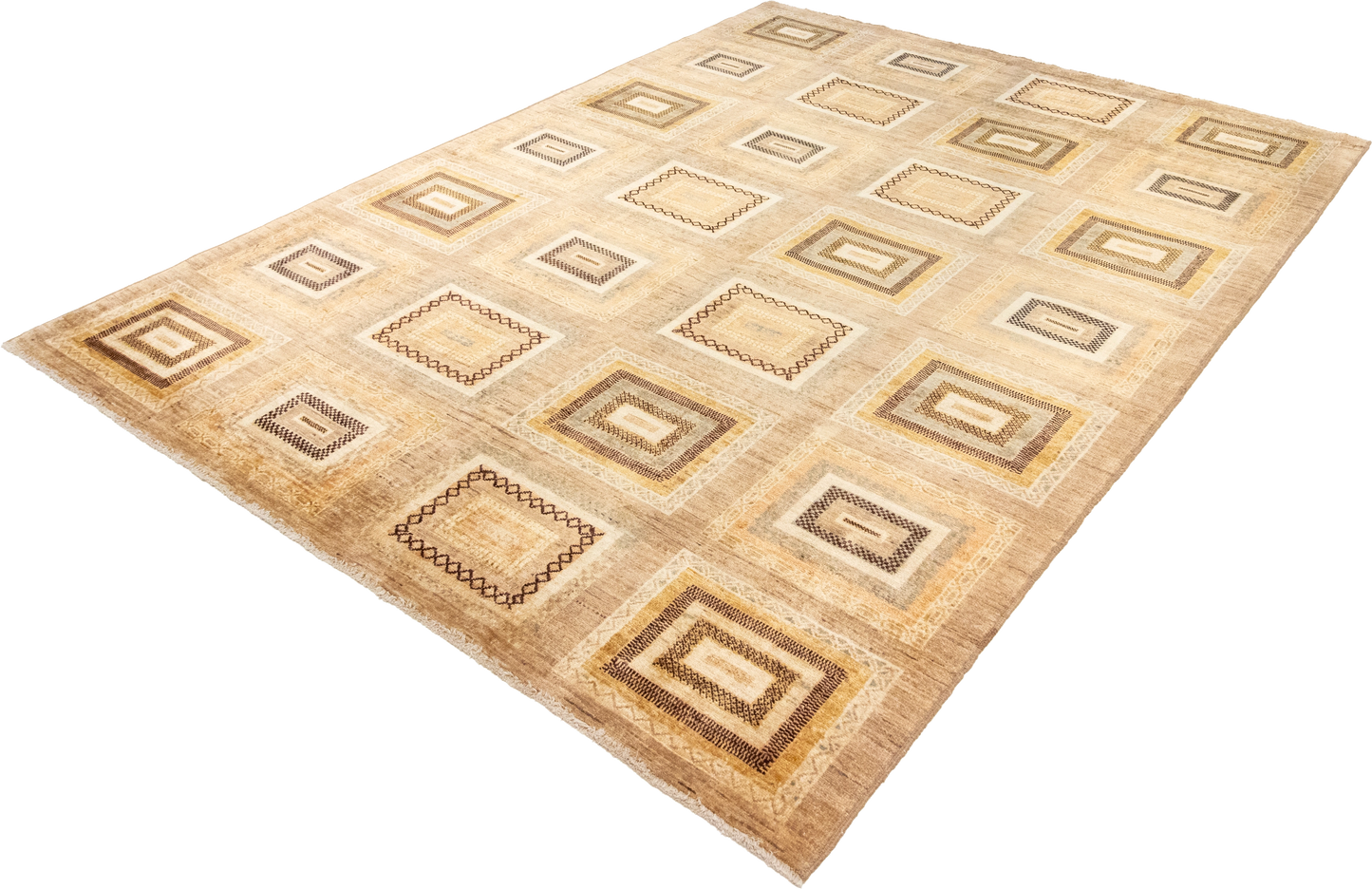 W 6.4 L 8.4 Modern 100% Wool Hand-Woven All-Over Design - 56335