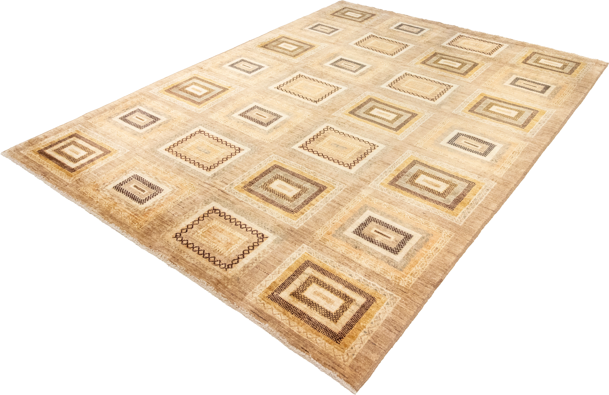 W 6.4 L 8.4 Modern 100% Wool Hand-Woven All-Over Design - 56335