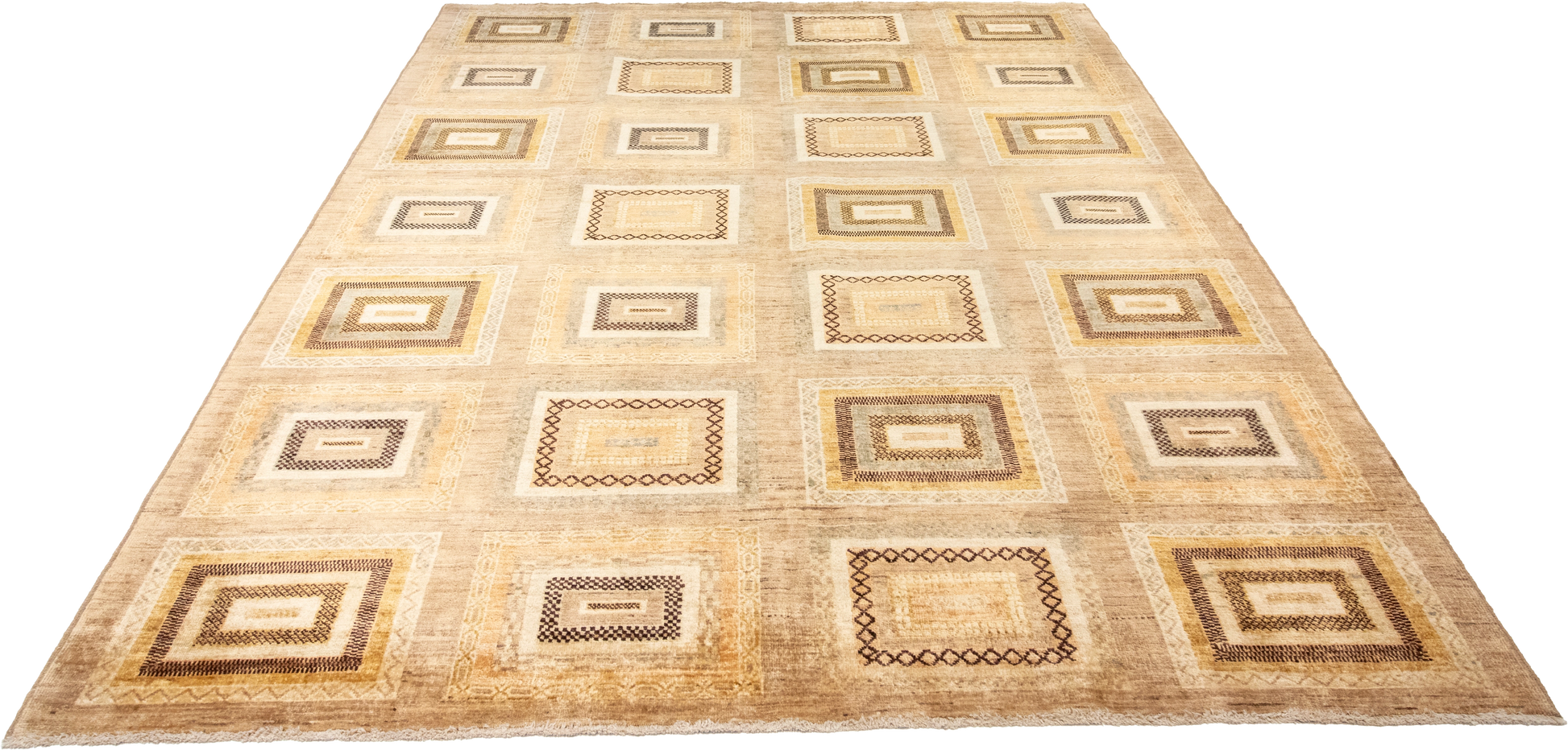 W 6.4 L 8.4 Modern 100% Wool Hand-Woven All-Over Design - 56335