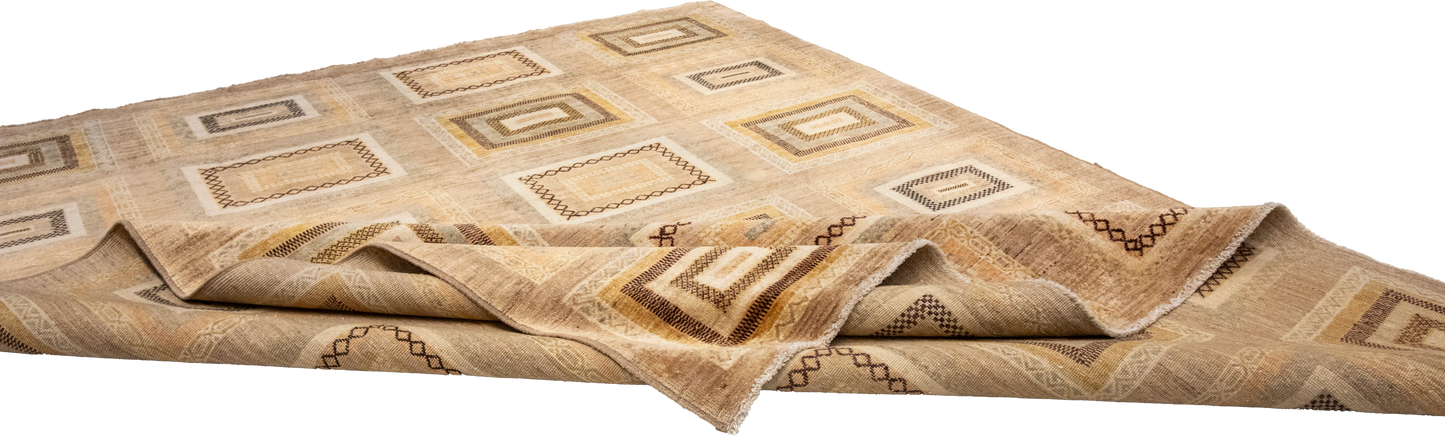 W 6.4 L 8.4 Modern 100% Wool Hand-Woven All-Over Design - 56335