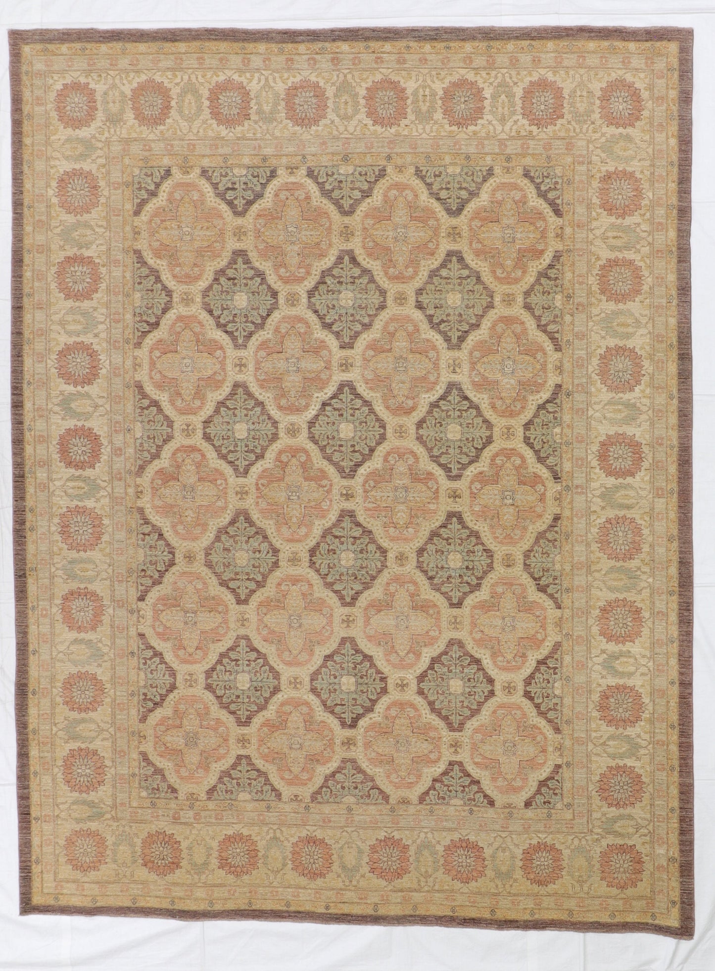 W 8.1 L 11.7 Frahan 100% Wool Hand-Woven All-Over Design - 56365