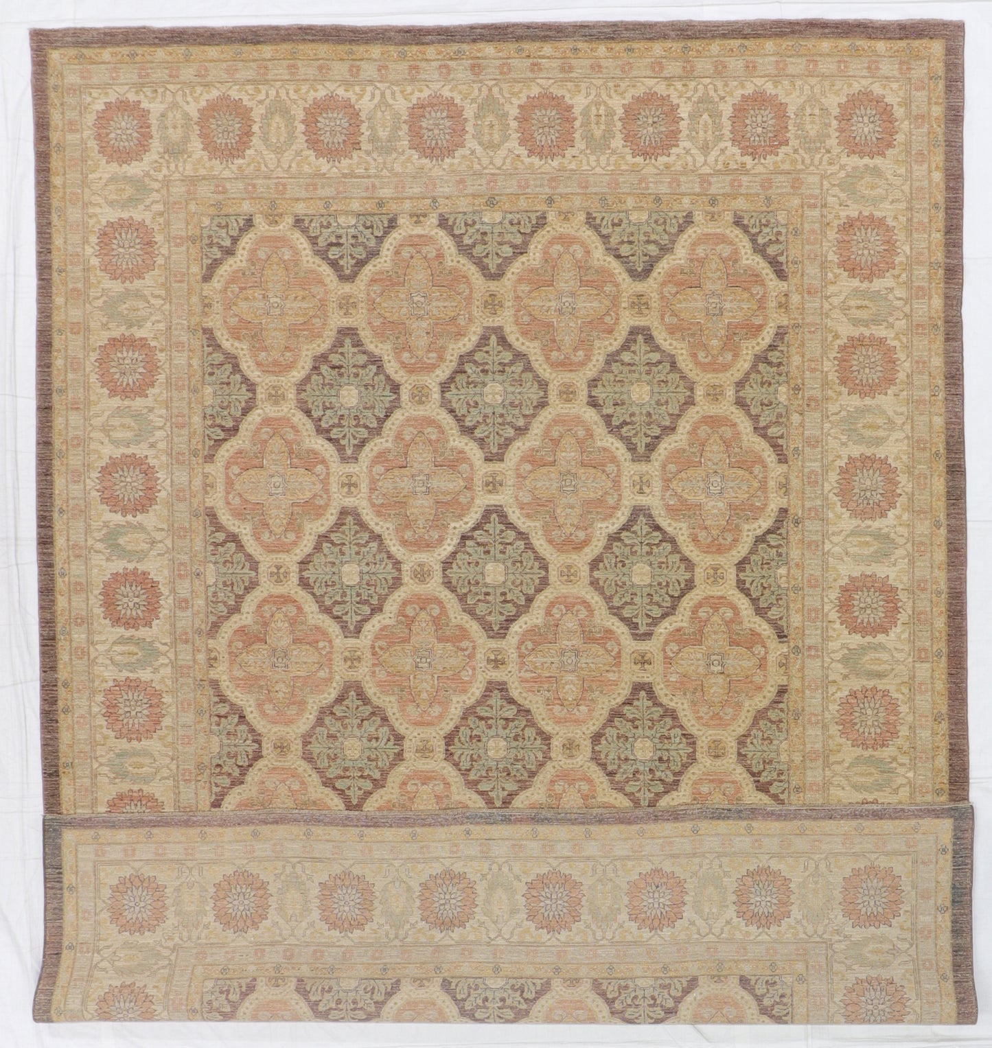 W 8.1 L 11.7 Frahan 100% Wool Hand-Woven All-Over Design - 56365