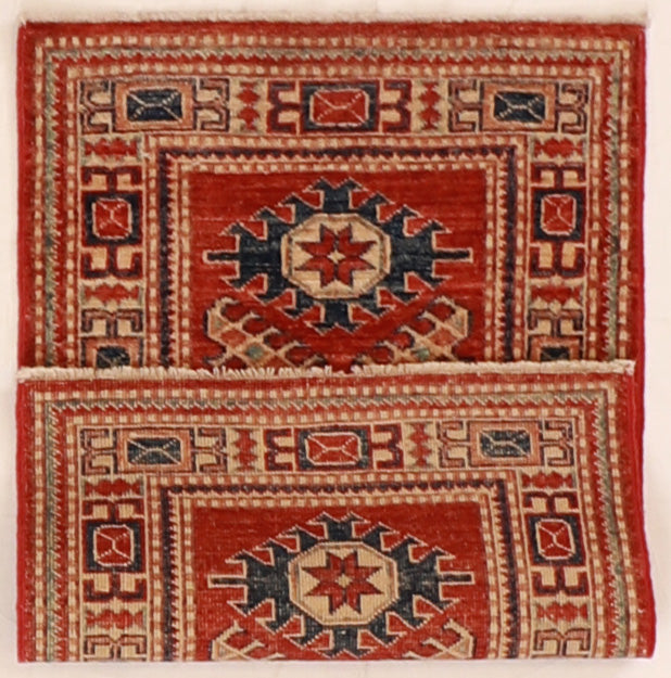 W 1.10 - L 2.11 - Shirvan Fine Geometric Rectangle - Finest Hand-Knotted Quality Wool - 56416