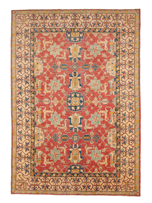 W 9.2 L 13.10 Heriz 100% Wool Hand-Woven Geometric Design - 56468