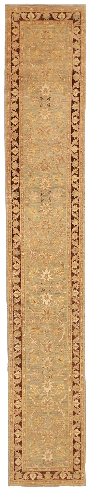 W 2.5 L 14.1 Oushak 100% Wool Hand-Woven All-Over Design - 56511
