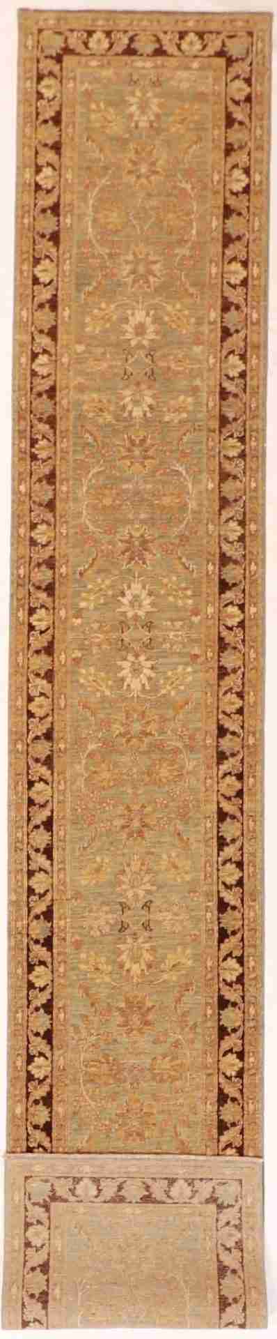 W 2.3 - L 14.1 - Oushak Fine All Over Rectangle - Finest Hand-Knotted Quality Wool - 56512