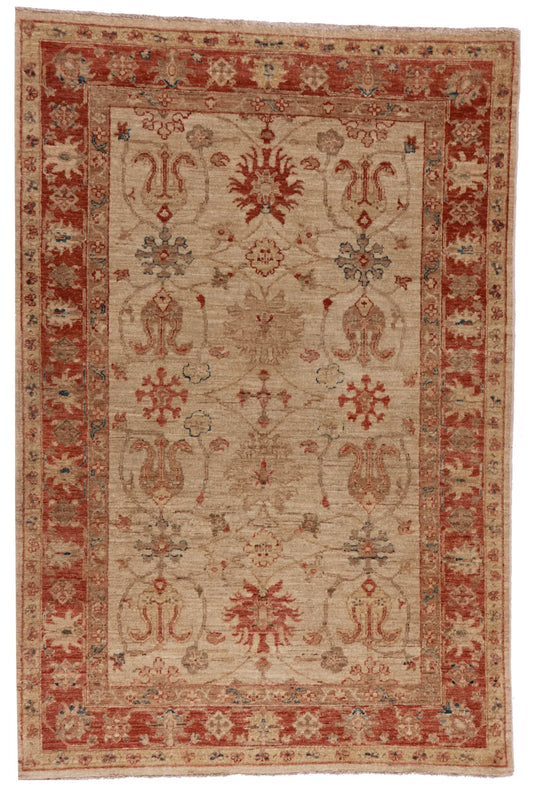 4 x 6 - Kashan Wool Traditional Rectangle - Finest Hand-Knotted Quality Wool — 56541