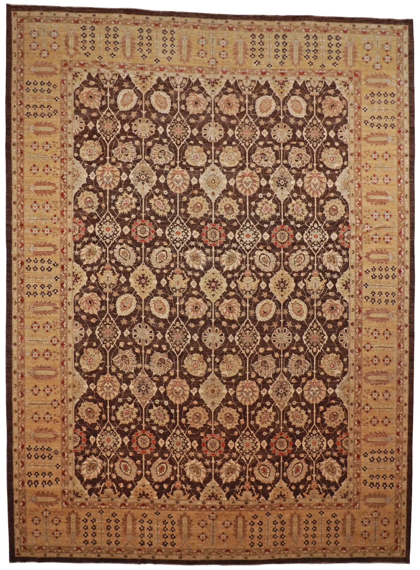 W 14 L 19 Nazam 100% Wool Hand-Woven All-Over Design - 56544