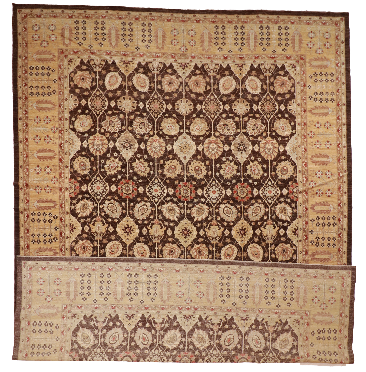 W 14 L 19 Nazam 100% Wool Hand-Woven All-Over Design - 56544