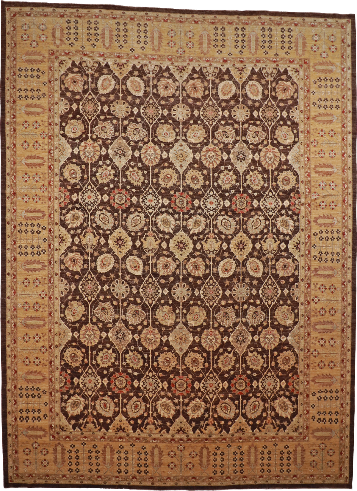 W 14 L 19 Nazam 100% Wool Hand-Woven All-Over Design - 56544