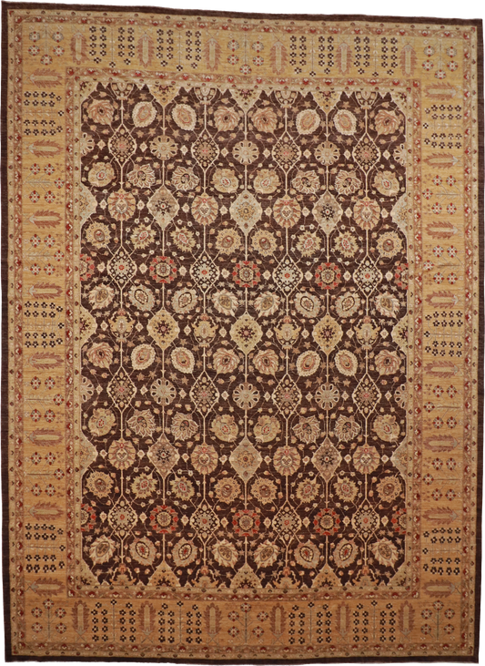 W 14 L 19 Nazam 100% Wool Hand-Woven All-Over Design - 56544