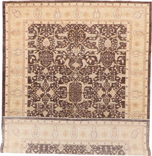W 9 L 11.10 Tabriz 100% Wool Hand-Woven Geometric Design - 56668