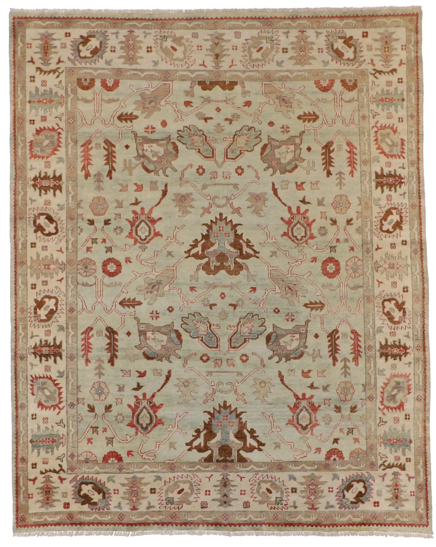 W 8 L 10 Sultan Abad 100% Wool Hand-Woven All-Over Design - 56733