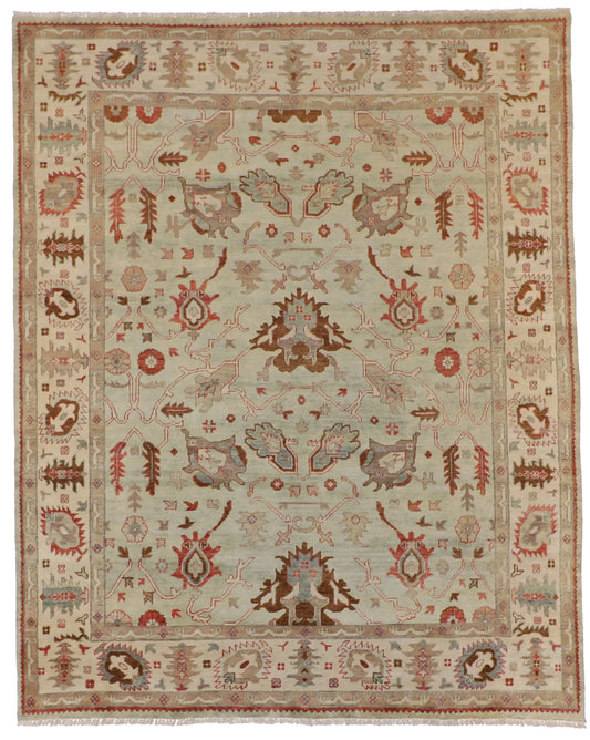 W 8 L 10 Sultan Abad 100% Wool Hand-Woven All-Over Design - 56733