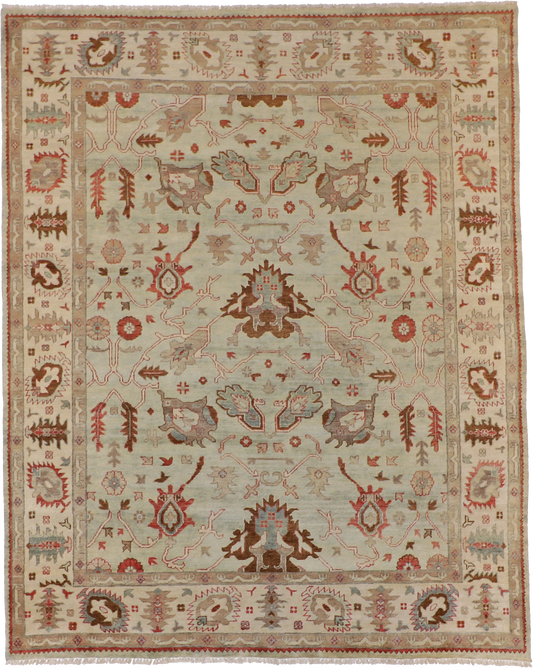 W 8 L 10 Sultan Abad 100% Wool Hand-Woven All-Over Design - 56733