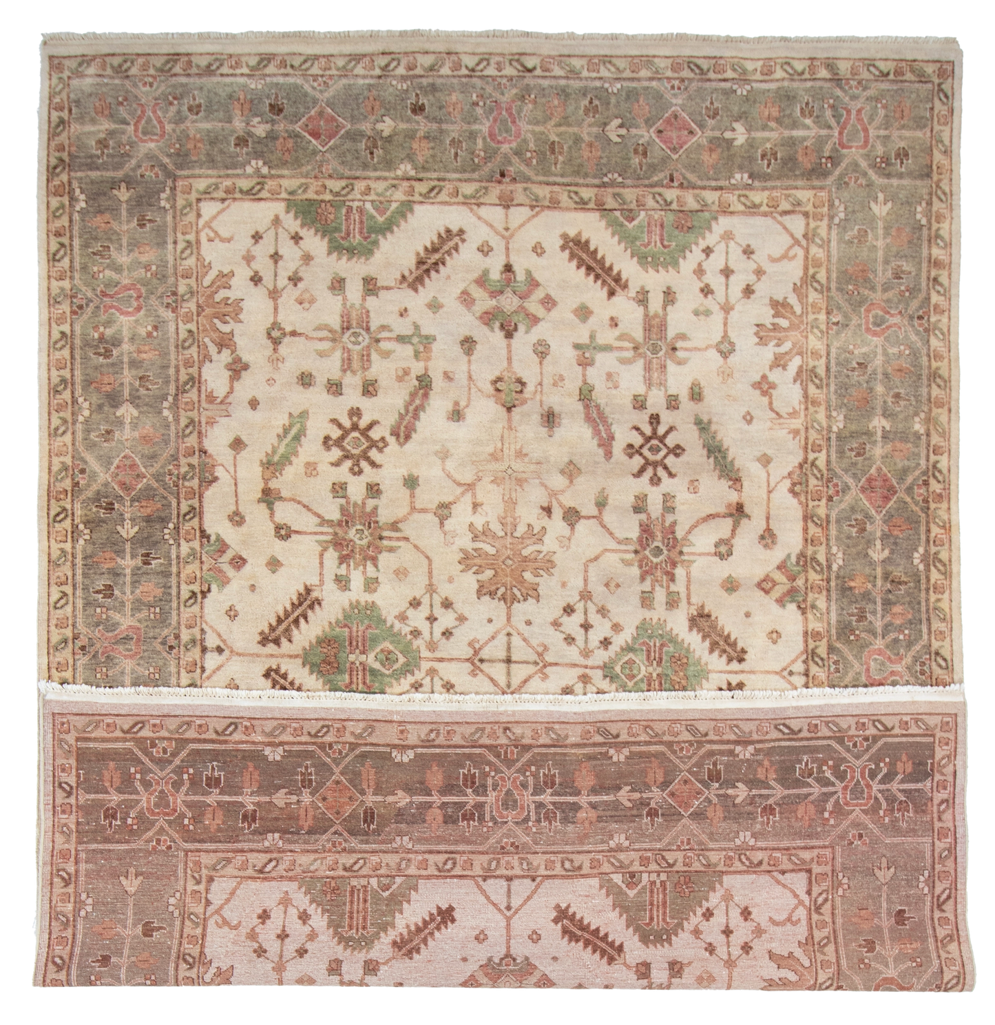 W 9 L 12 Mahal 100% Wool Hand-Woven Geometric Design - 56739