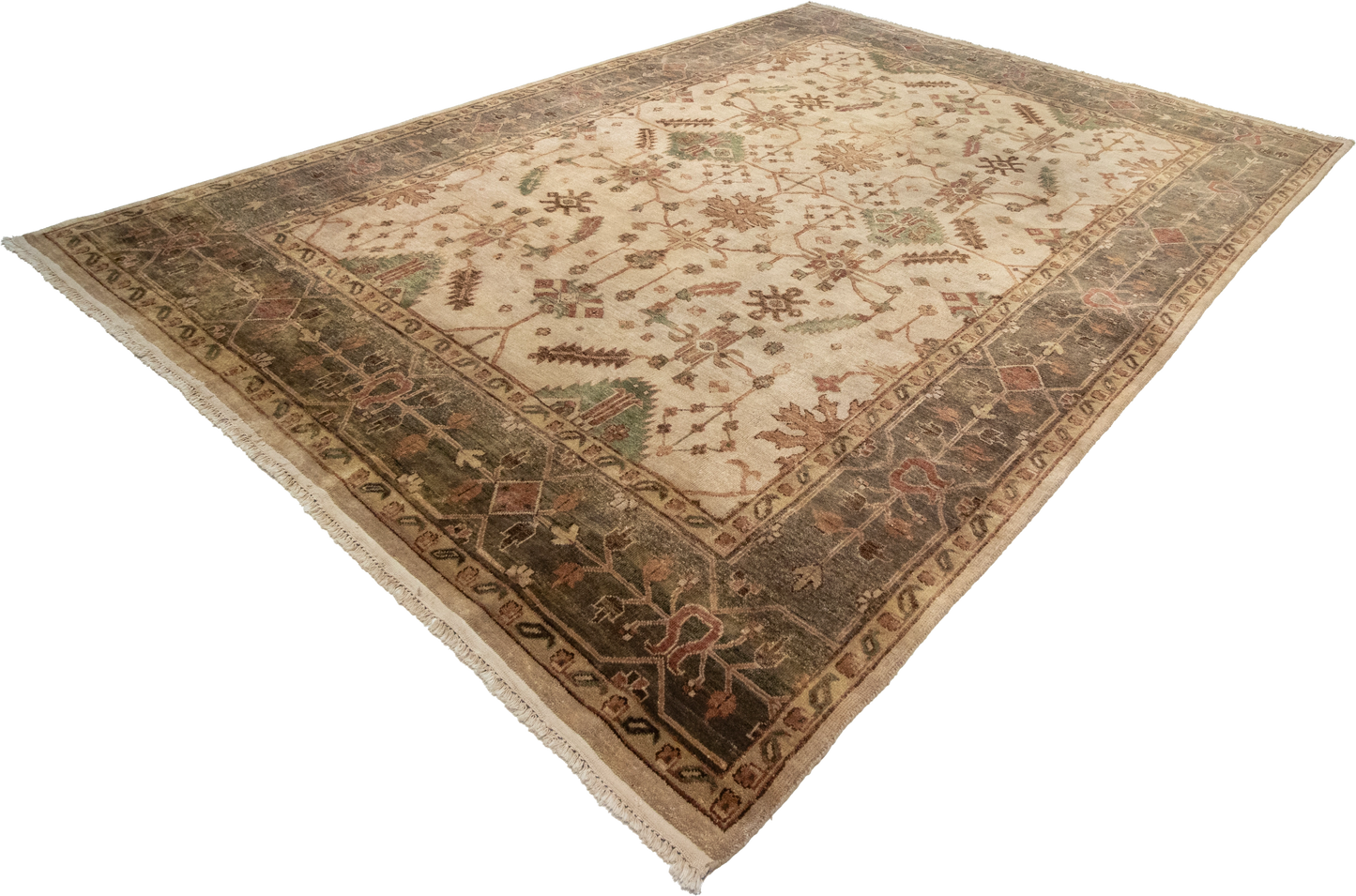 W 9 L 12 Mahal 100% Wool Hand-Woven Geometric Design - 56739