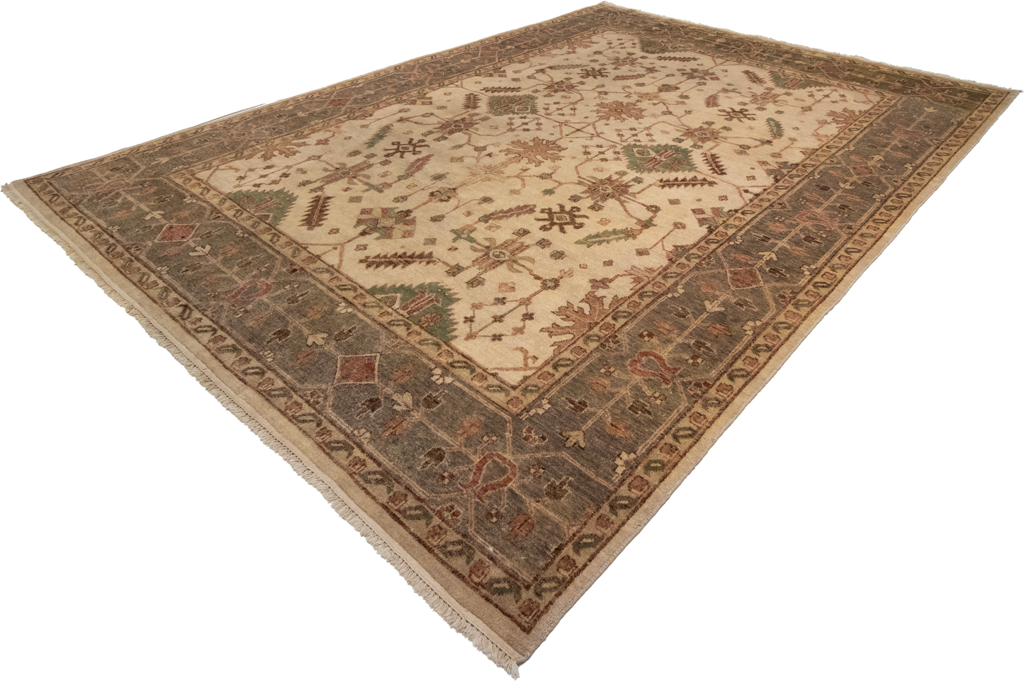 W 9 L 12 Mahal 100% Wool Hand-Woven Geometric Design - 56739