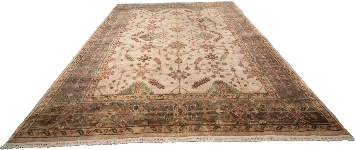 W 9 L 12 Mahal 100% Wool Hand-Woven Geometric Design - 56739