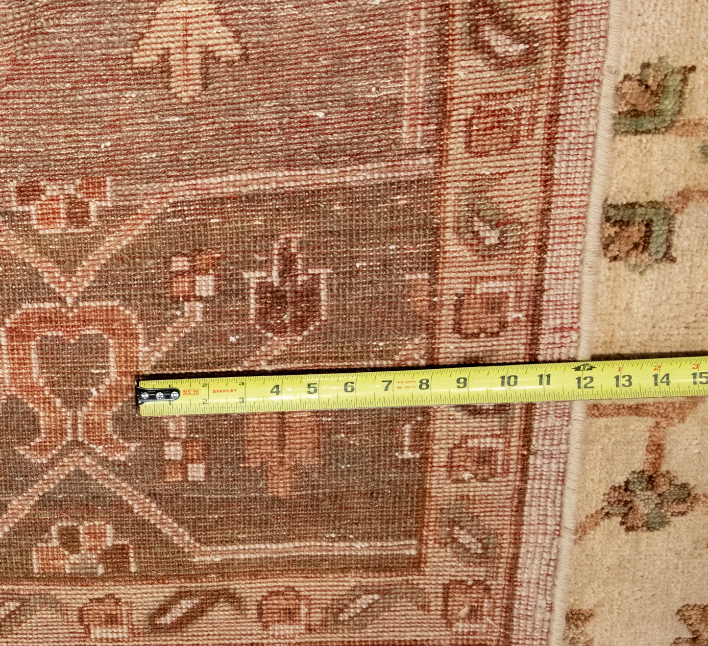 W 9 L 12 Mahal 100% Wool Hand-Woven Geometric Design - 56739