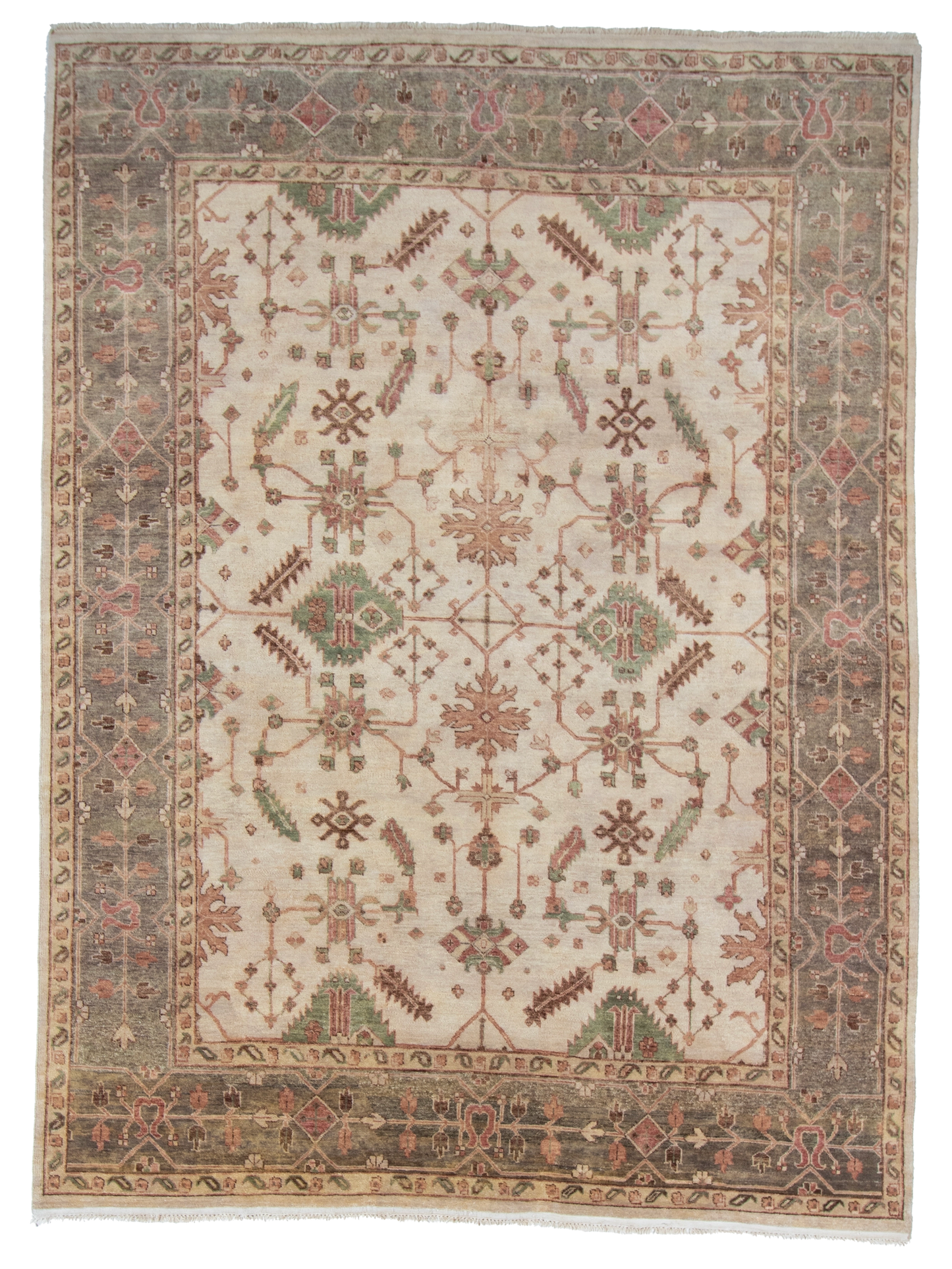 W 9 L 12 Mahal 100% Wool Hand-Woven Geometric Design - 56739
