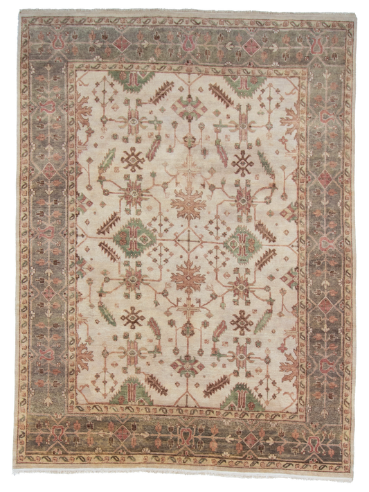 W 9 L 12 Mahal 100% Wool Hand-Woven Geometric Design - 56739