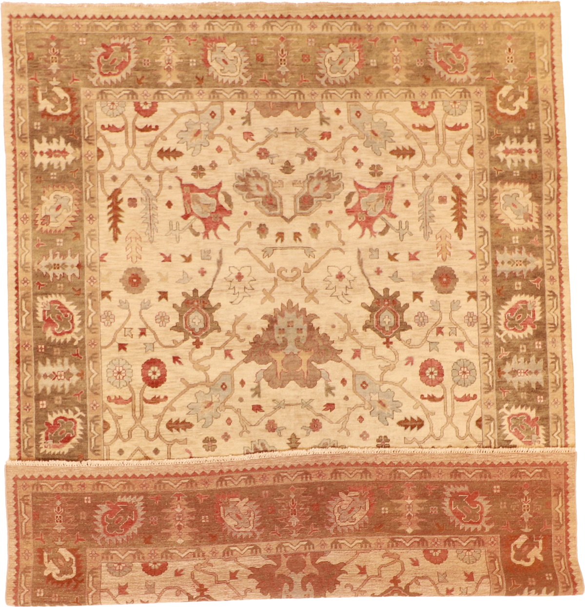 W 9 L 11.10 Mahal 100% Wool Hand-Woven Floral Design - 56743