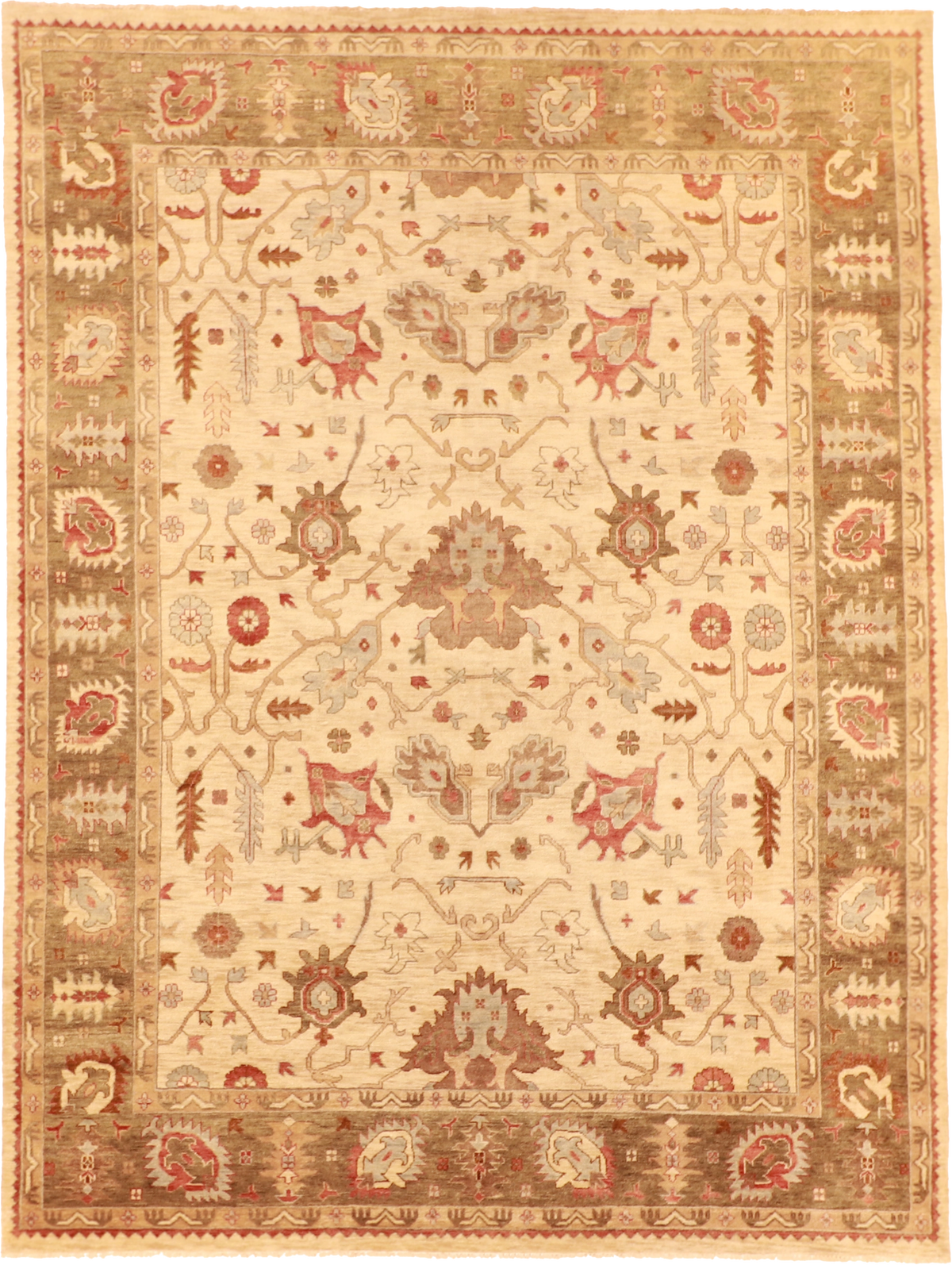 W 9 L 11.10 Mahal 100% Wool Hand-Woven Floral Design - 56743