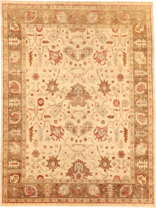 W 9 L 11.10 Mahal 100% Wool Hand-Woven Floral Design - 56743