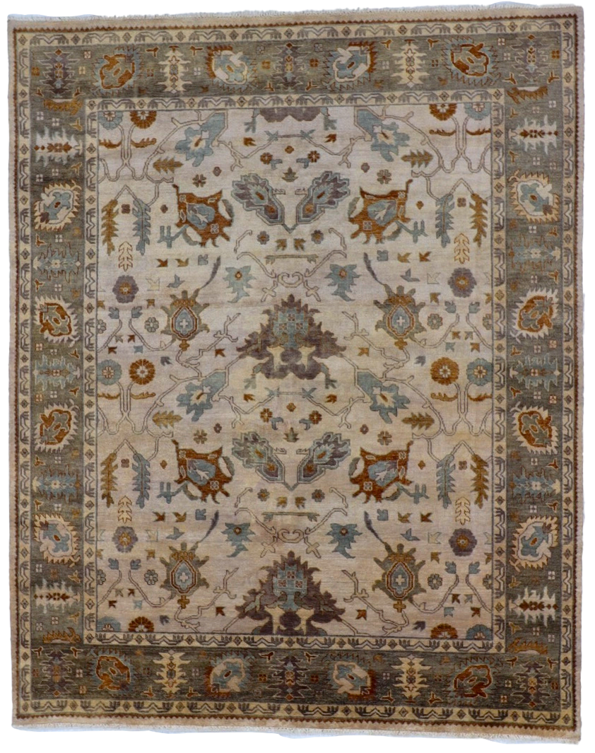 W 8 L 10 Ziegler 100% Wool Hand-Woven Geometric Design - 56747
