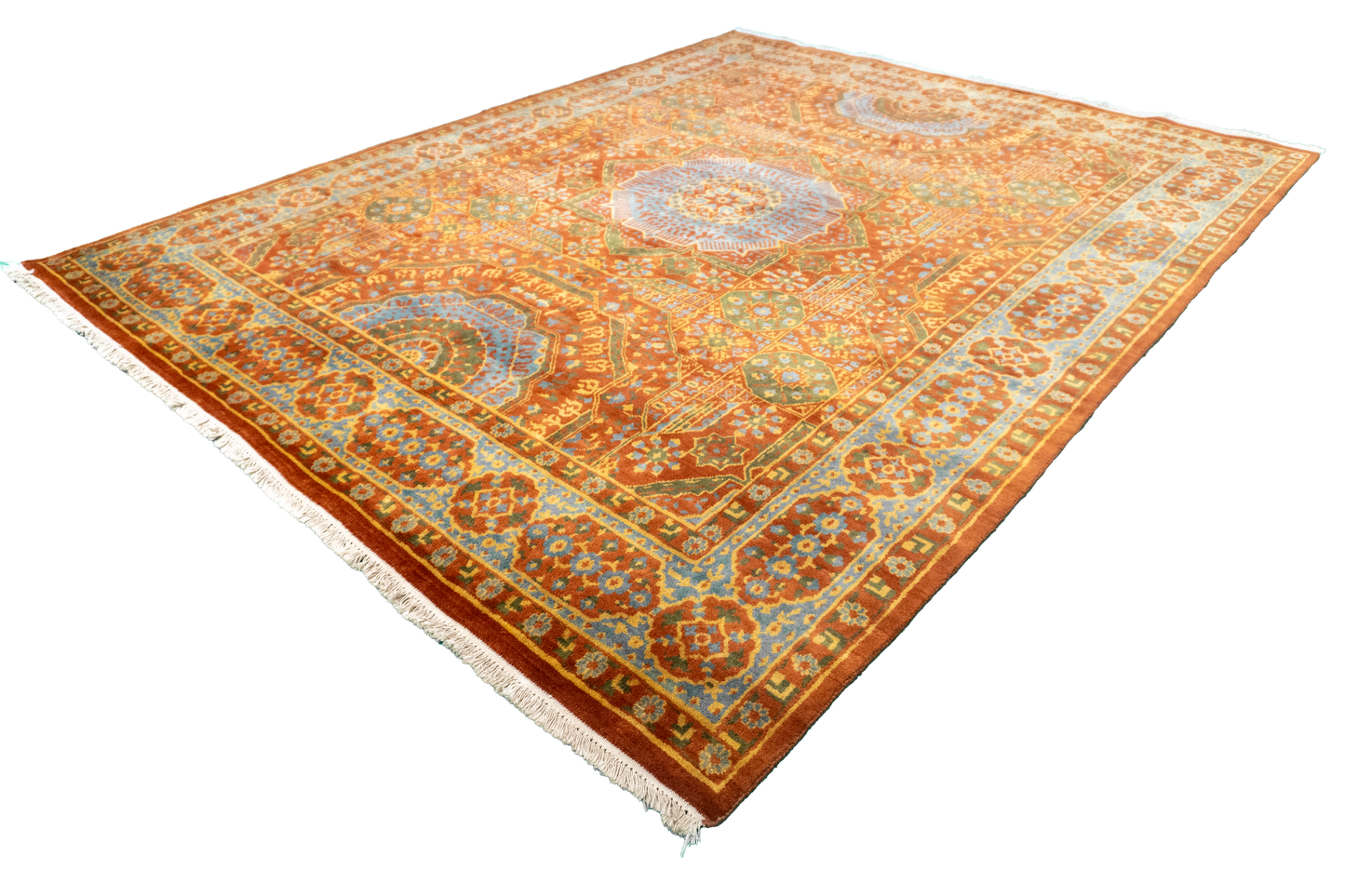W 8 L 9.11 Ingles 100% Wool Hand-Woven Geometric Design - 56749