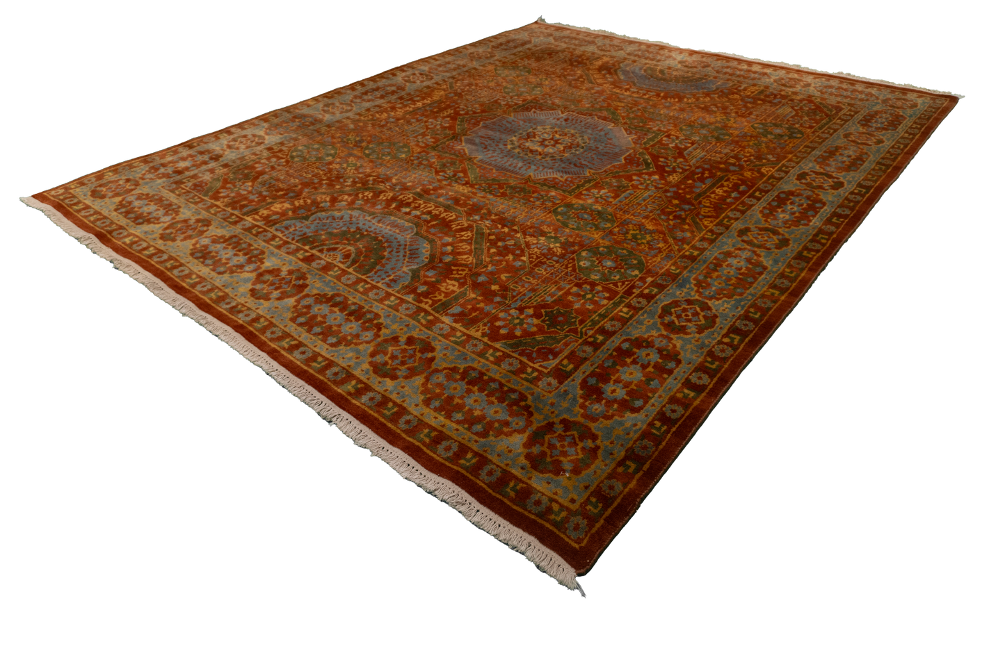 W 8 L 9.11 Ingles 100% Wool Hand-Woven Geometric Design - 56749
