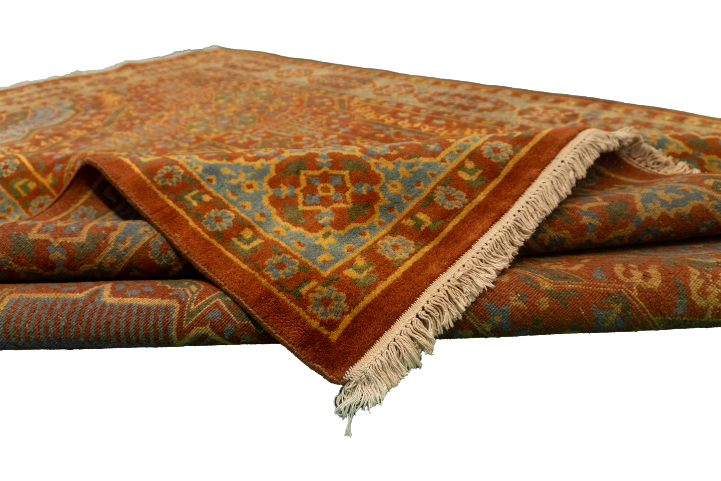 W 8 L 9.11 Ingles 100% Wool Hand-Woven Geometric Design - 56749