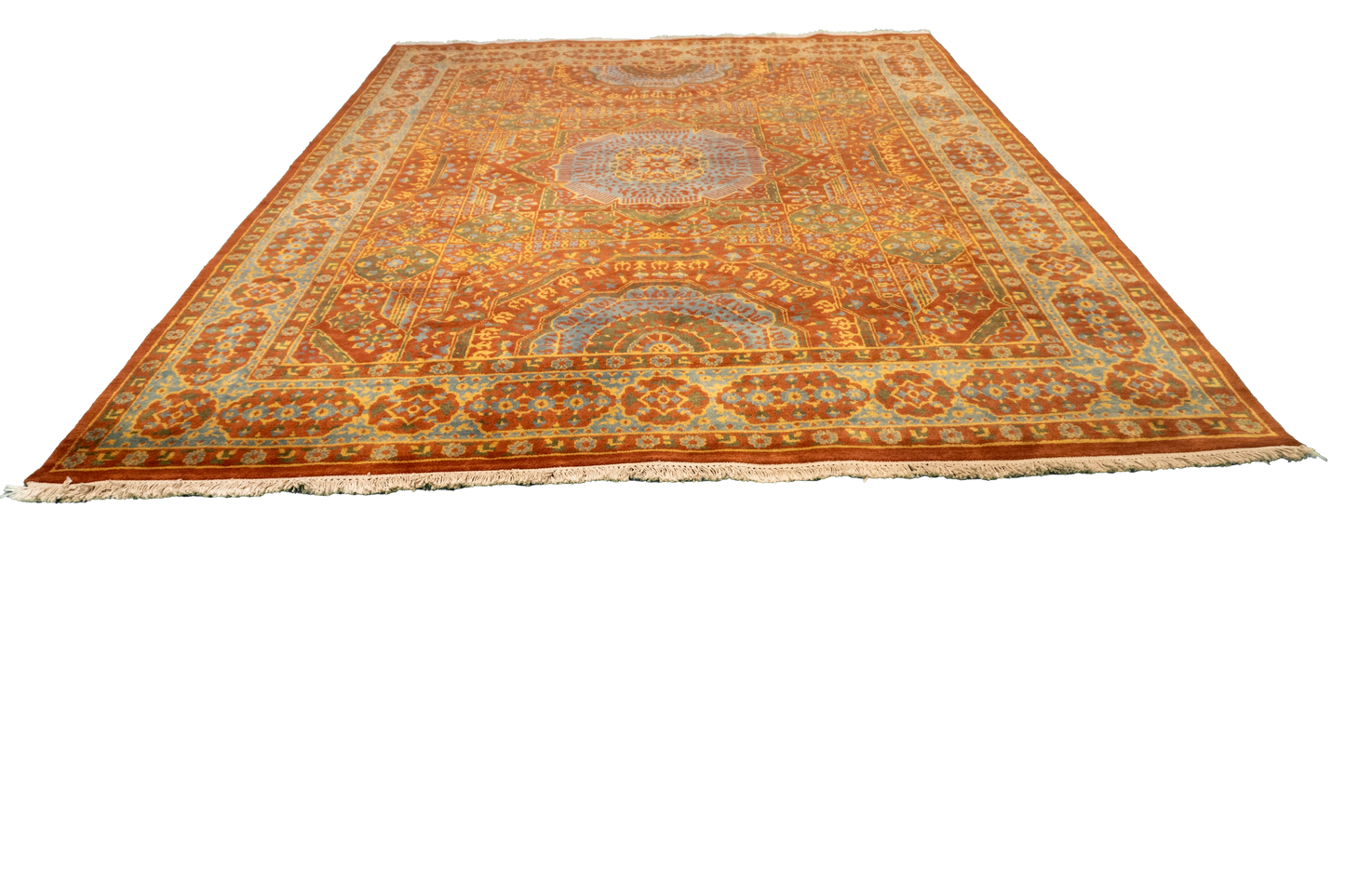 W 8 L 9.11 Ingles 100% Wool Hand-Woven Geometric Design - 56749