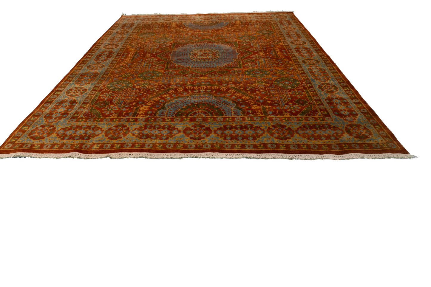 W 8 L 9.11 Ingles 100% Wool Hand-Woven Geometric Design - 56749