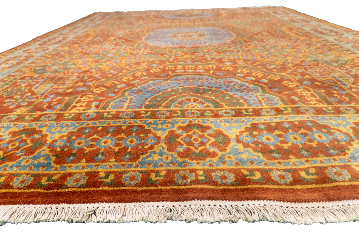 W 8 L 9.11 Ingles 100% Wool Hand-Woven Geometric Design - 56749