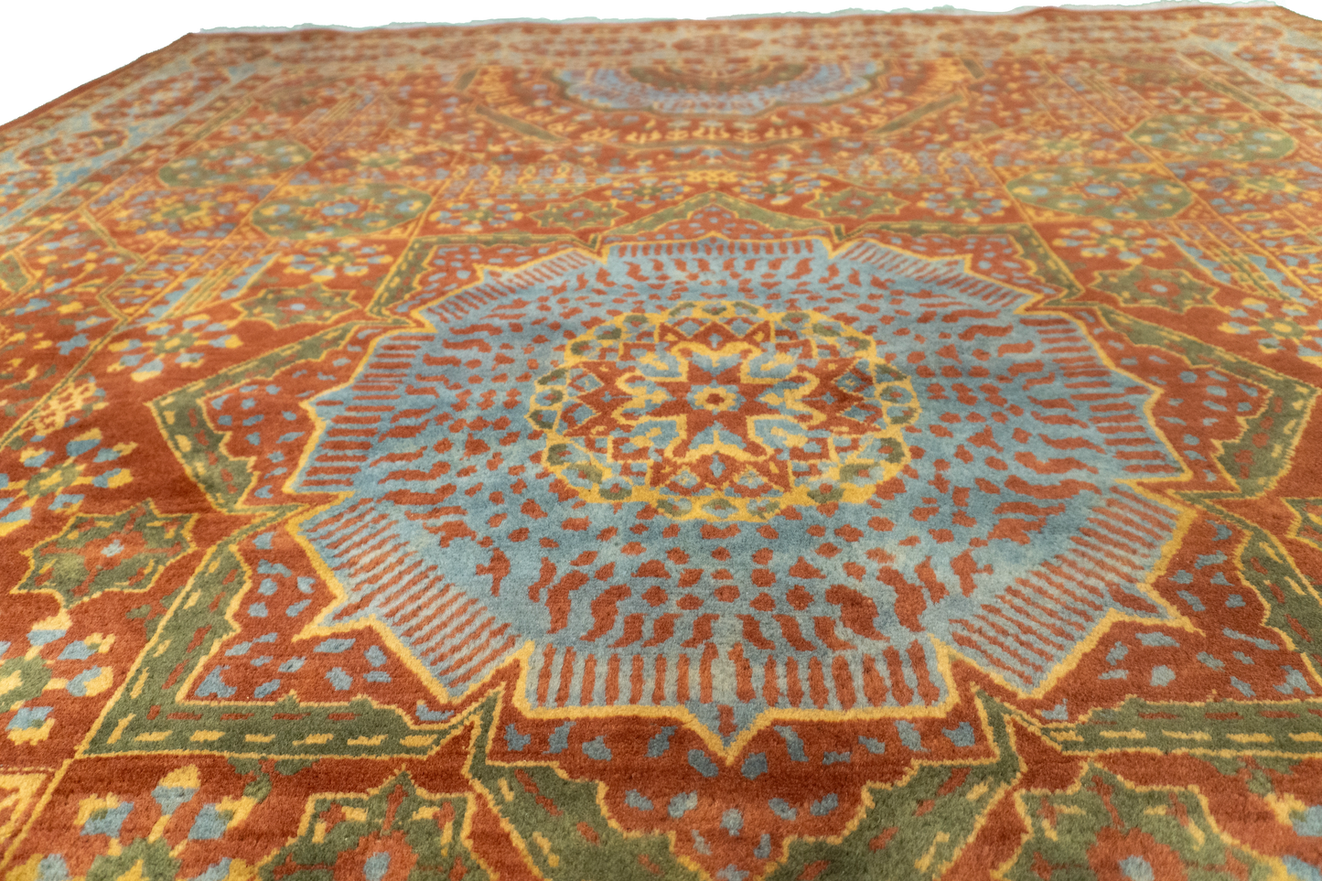 W 8 L 9.11 Ingles 100% Wool Hand-Woven Geometric Design - 56749
