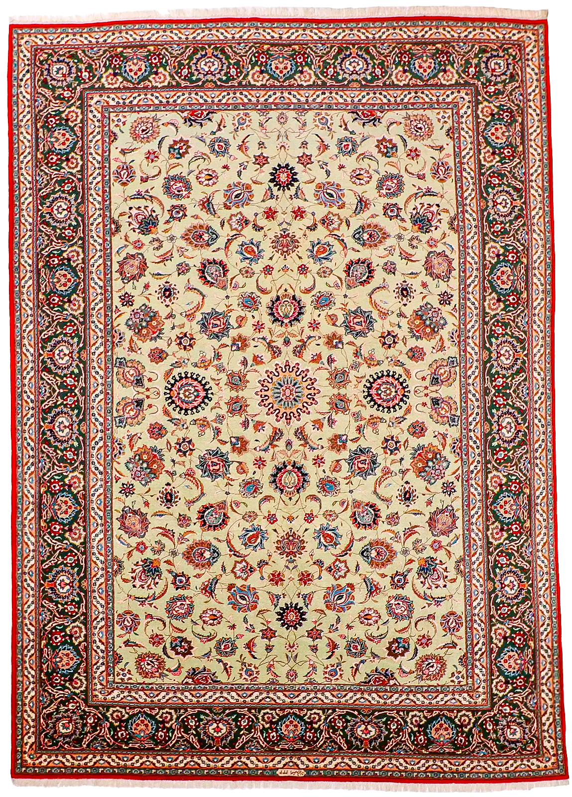 W 8.11 L 12.5 Kashan 100% Wool Handmade Geometric Design - 56763